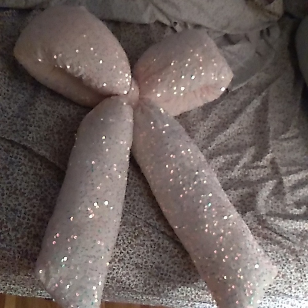 Pink Sequin Wall Bow For Cottagecore Shabby CHIC CHRISTMAS New